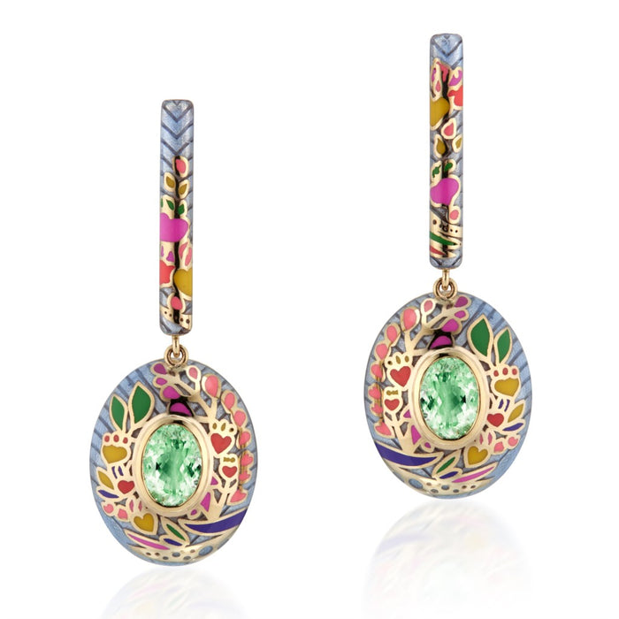 Sari Lucknow Bar Paraiba Tourmaline Drop Earrings