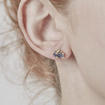 Sapphire & Diamond Cluster Stud Earrings