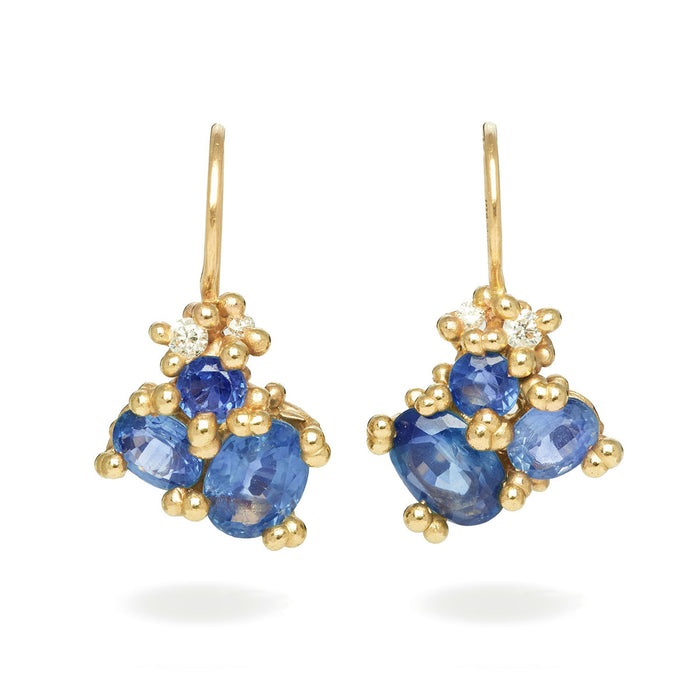 Sapphire Cluster Drop Earrings