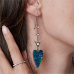 Opal & Diamond Heart Arrow Drop Earrings