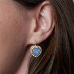 Heart Opal & Diamond Drop Earrings