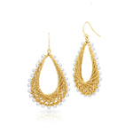 Freshwater Pearl Woven Teardrop Earrings