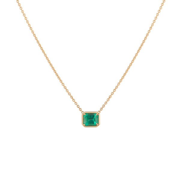 Natural Raw Emerald Necklace in Sterling Silver