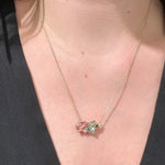 Asymmetric Pink & Green Tourmaline Encrusted Bar Necklace