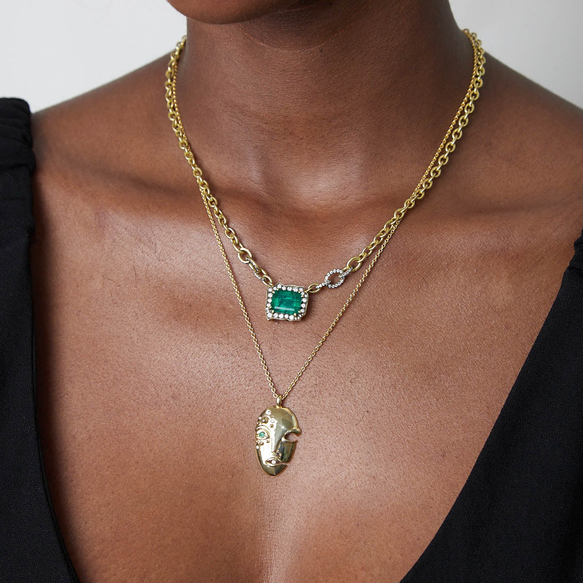 Genuine Nova Era, Brazil, Emerald Pendant necklaces. Gorgeous green emeralds set in 14kt yellow gold. .7mm newest box chains - select length.