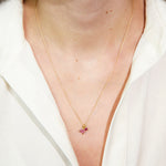 Ruby, Pink Sapphire & Diamond Cluster Pendant Necklace