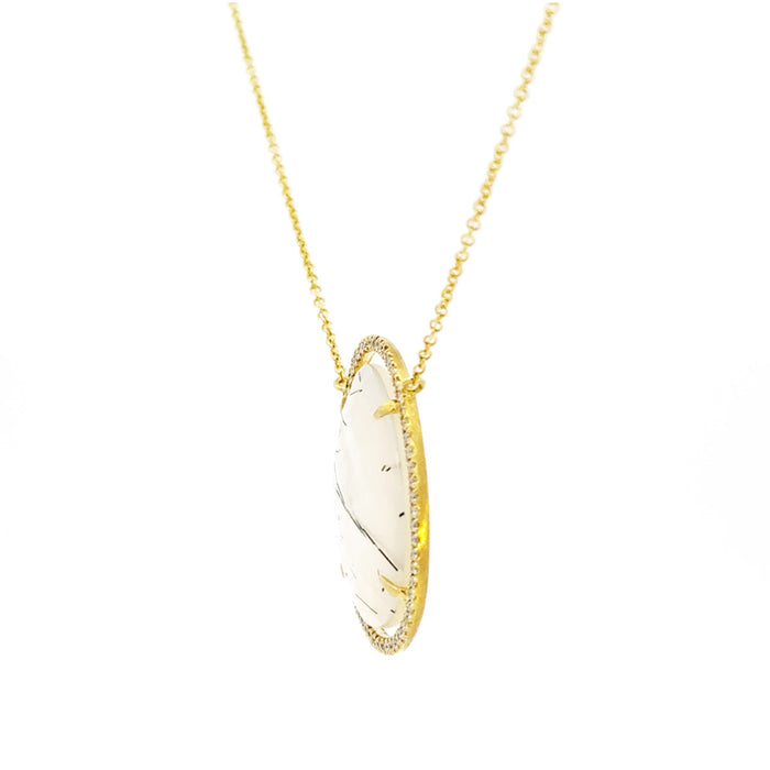 Asymmetric Quartz & Diamond Pendant Necklace