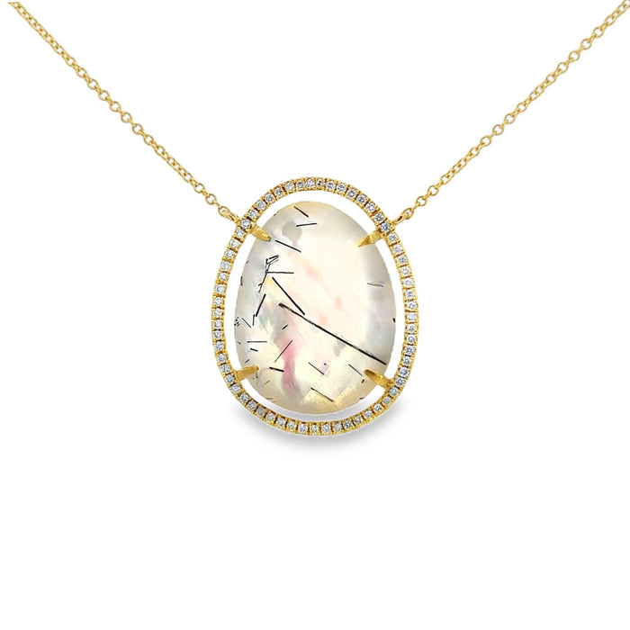 Asymmetric Quartz & Diamond Pendant Necklace