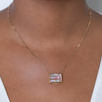 Pink Tourmaline & Quartz Mosaic Fusion Pendant Necklace