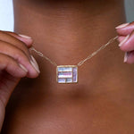 Pink Tourmaline & Quartz Mosaic Fusion Pendant Necklace