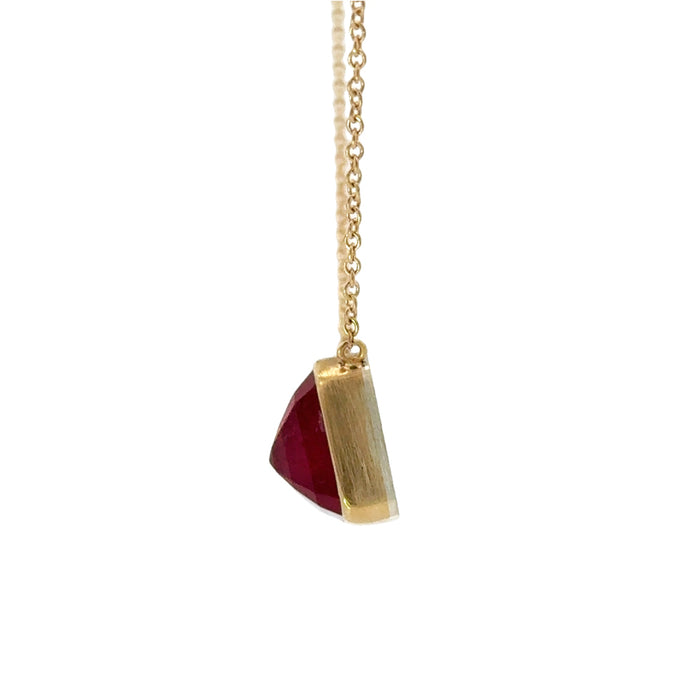 Rectangular African Ruby Pendant Necklace