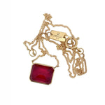 Rectangular African Ruby Pendant Necklace