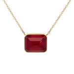 Rectangular African Ruby Pendant Necklace