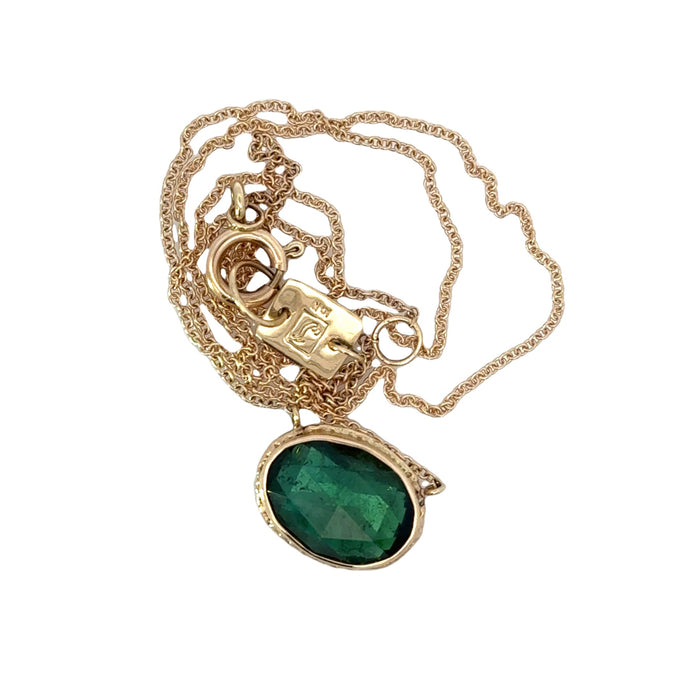 Oval Blue-Green Tourmaline Pendant Necklace