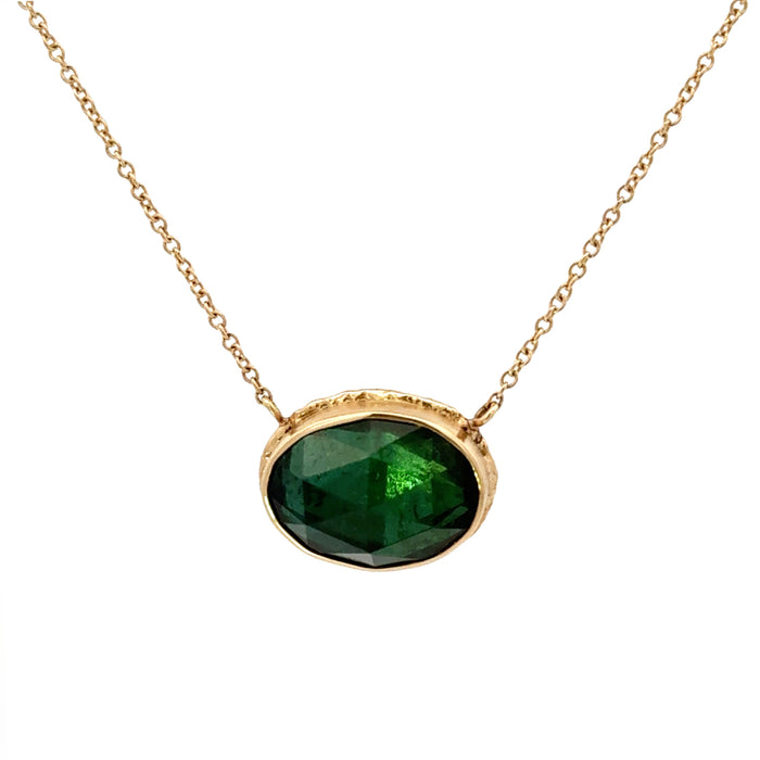 Oval Blue-Green Tourmaline Pendant Necklace