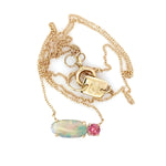 Australian Opal & Pink Tourmaline Pendant Necklace