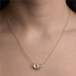 Multigem Asymmetric Encrusted Bar Necklace