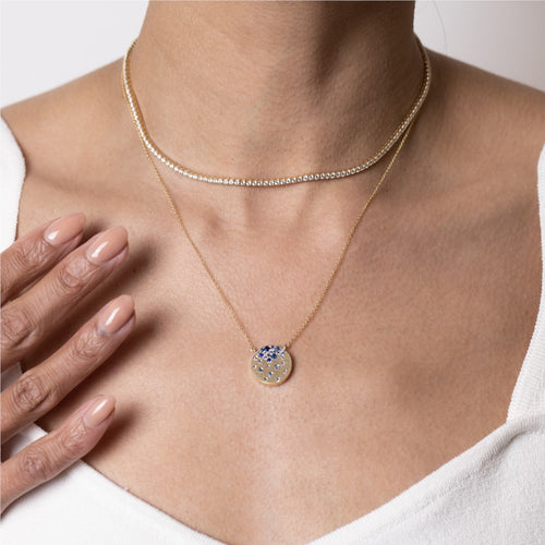 Sapphire Disc Pendant Necklace Image 2