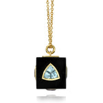 Paraiba Tourmaline & Mixed Gemstone Cube Pendant Necklace