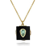 Paraiba Tourmaline & Mixed Gemstone Cube Pendant Necklace