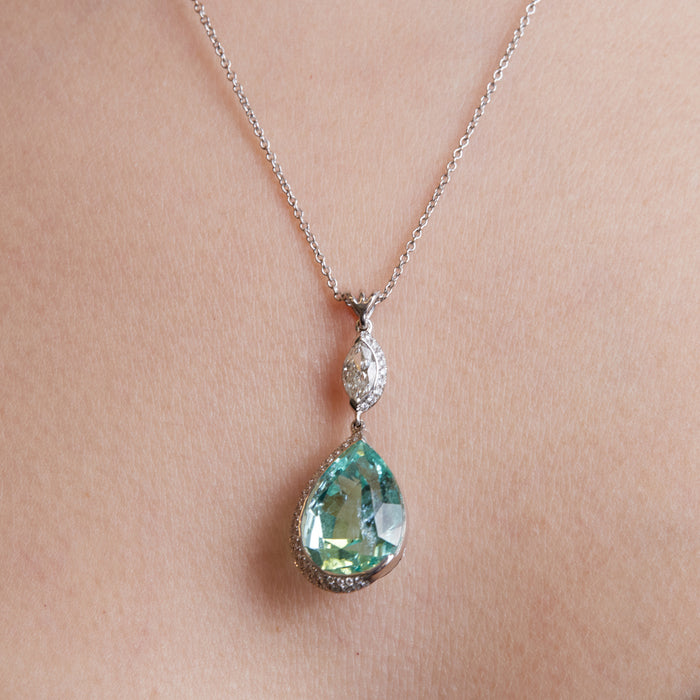 Paraiba Tourmaline & Diamond Pendant Necklace