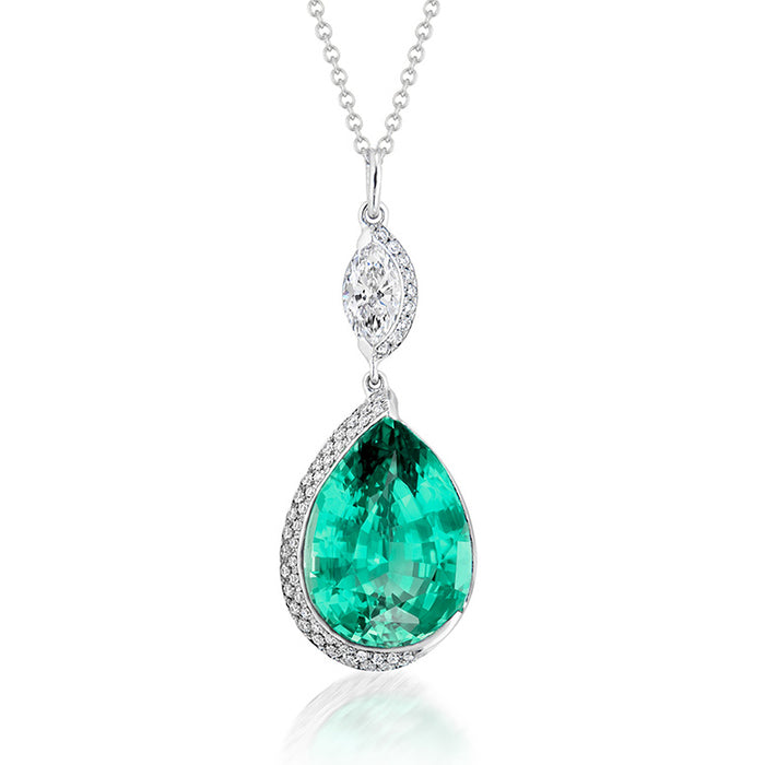 Paraiba Tourmaline & Diamond Pendant Necklace