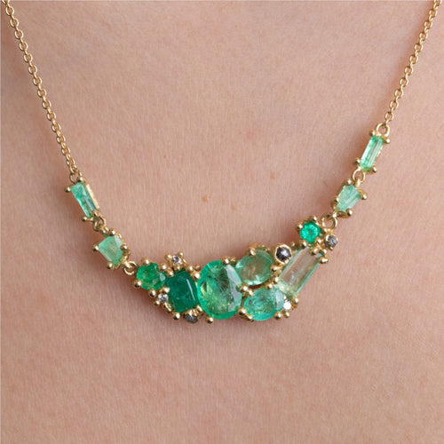 Emerald & Grey Diamond Encrusted Necklace Image 2