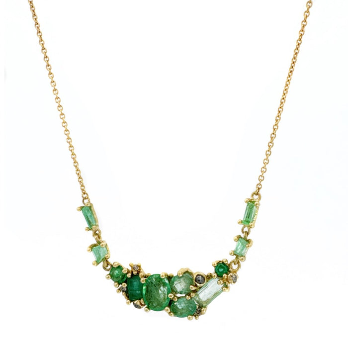 Emerald & Grey Diamond Encrusted Necklace