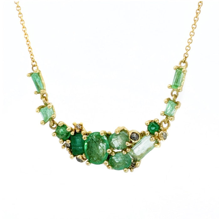 Emerald & Grey Diamond Encrusted Necklace