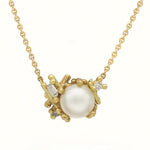 Pearl & Diamond Encrusted Pendant Necklace