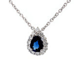 Sapphire & Diamond Halo Pendant Necklace