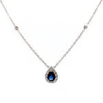 Sapphire & Diamond Halo Pendant Necklace