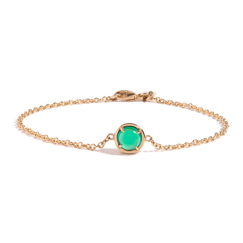 Round Muzo Emerald Cabochon Station Bracelet