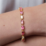 Pink Tourmaline & Diamond Station Bracelet