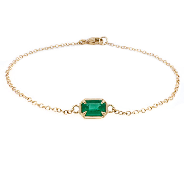 0.50ct Emerald Cut Emerald Station Bracelet