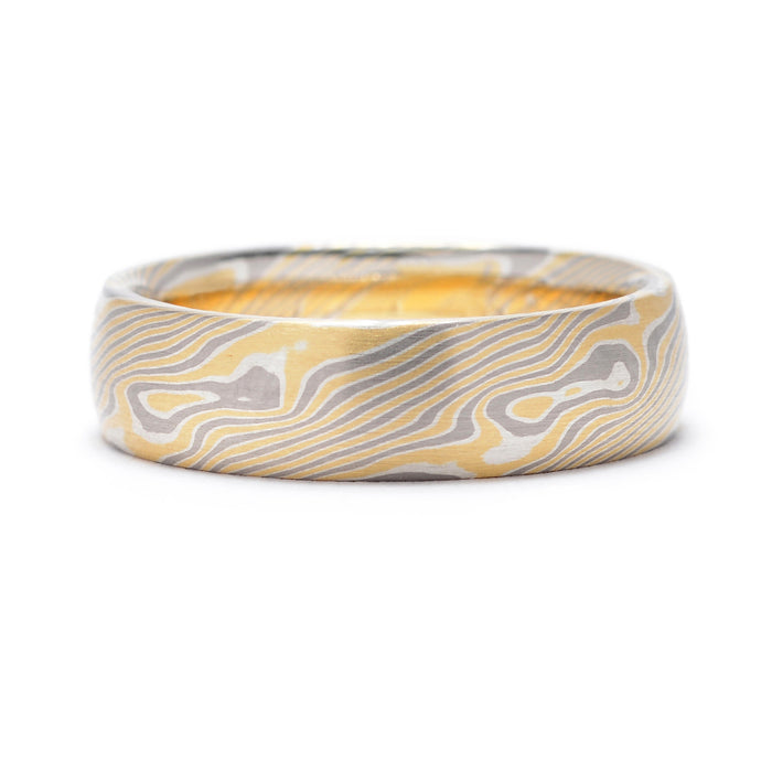 6mm Mokume Gane Oak Wedding Band