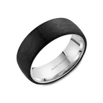 7.5mm White Gold & Black Carbon Fiber Wedding Band