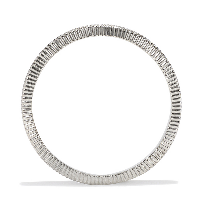 Plain White Gold Ribbed Band