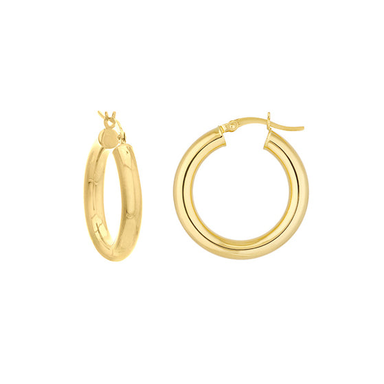 Medium 4mm Round Tube Hoop Earrings