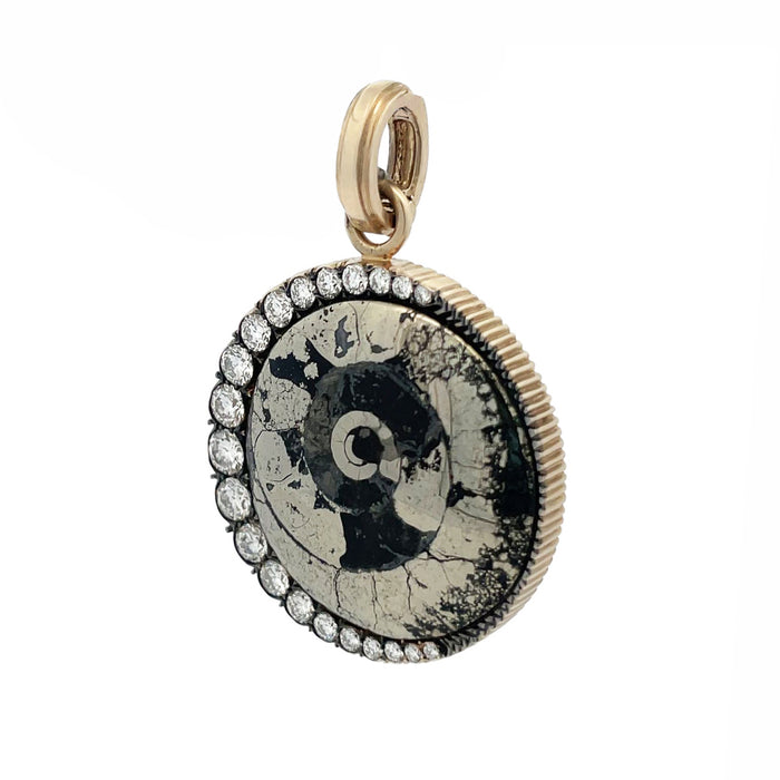 Ammonite Fossil & Diamond Pendant