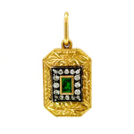 Emerald & Diamond Hand-Engraved Frame Charm