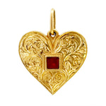 Ruby Hand-Engraved Large Heart Charm