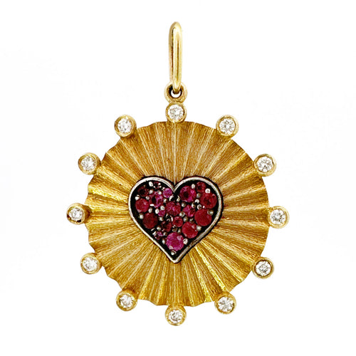 Ruby Ruche Heart & Tree of Life Charm