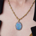 Large Opal & Diamond Pendant