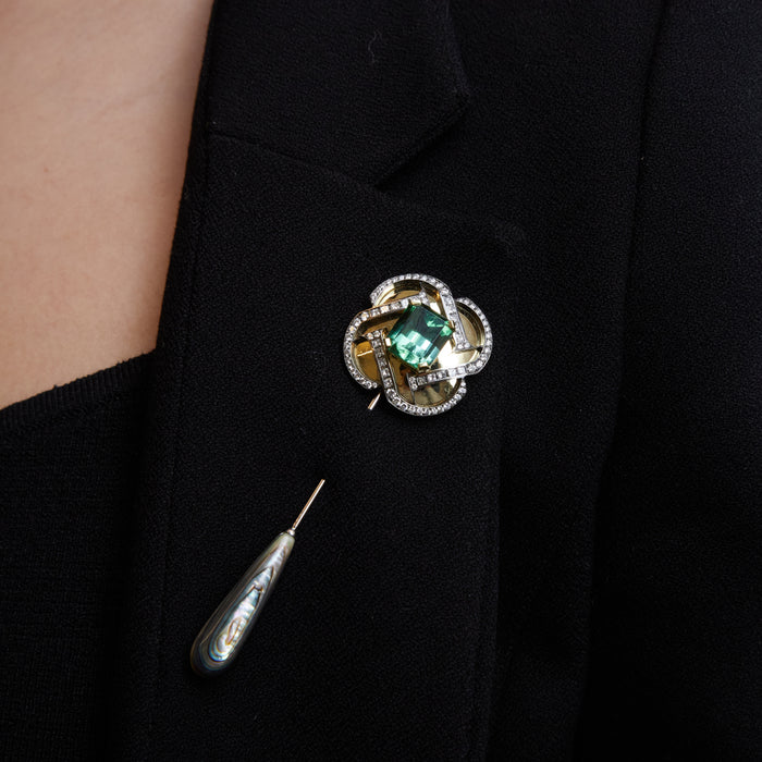 Paraiba Tourmaline & Diamond Brooch