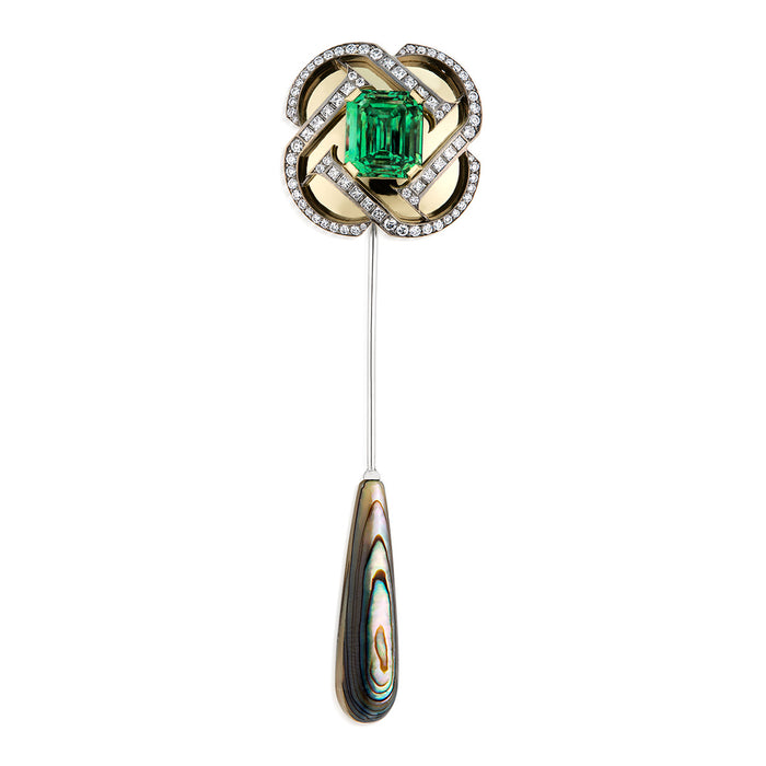 Paraiba Tourmaline & Diamond Brooch