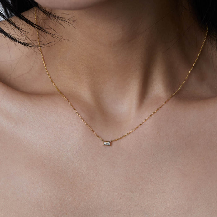 Diamond Baguette Bezel Pendant Necklace