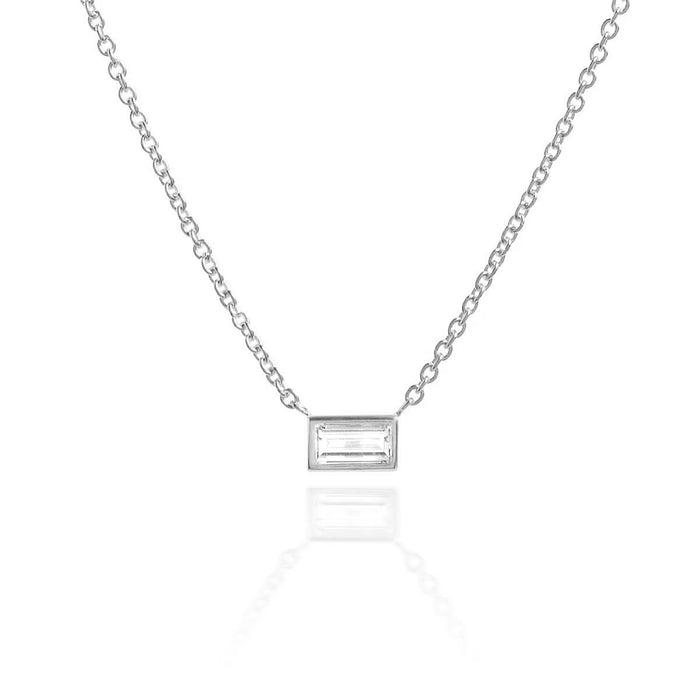 Diamond Baguette Bezel Pendant Necklace